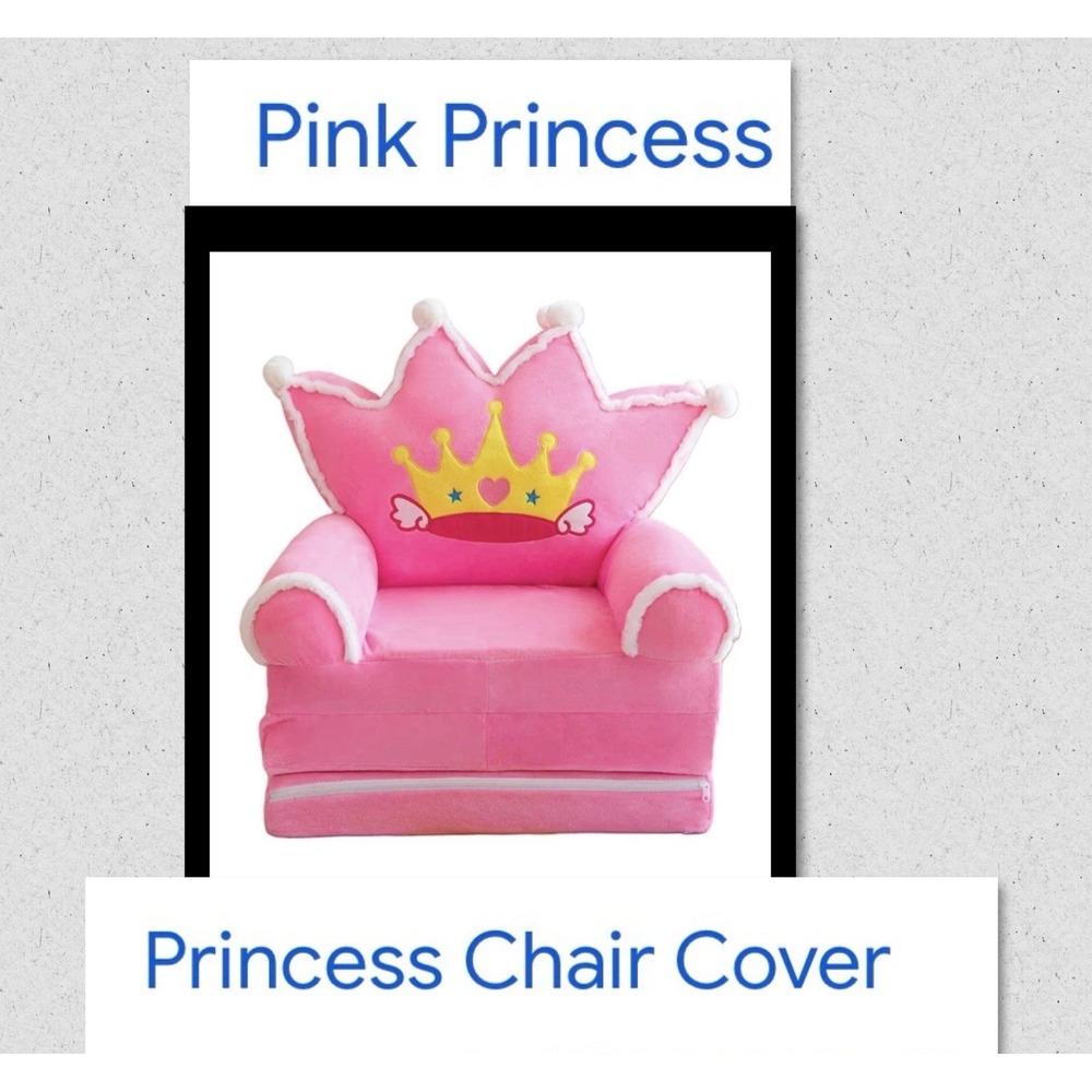 Princess Crown Pink Slipcover for Children's Armchair Cozy Chair Washable Cover